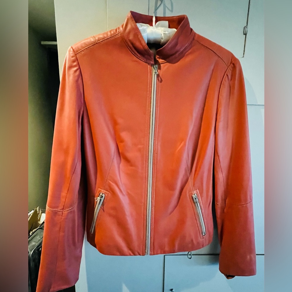 Elie Tahari leather jacket, size Small